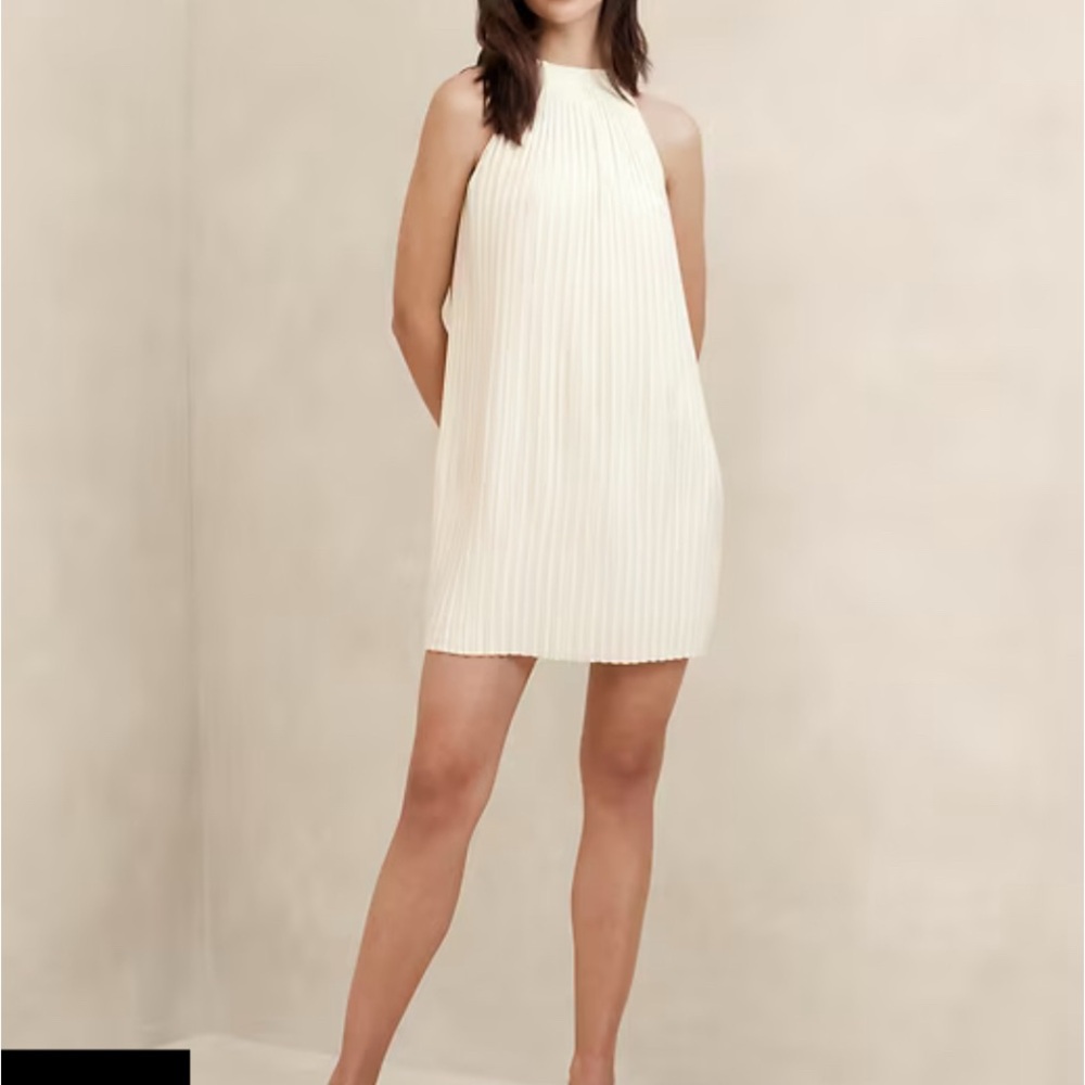 Banana Republic Ivory Pleated Mini Dress